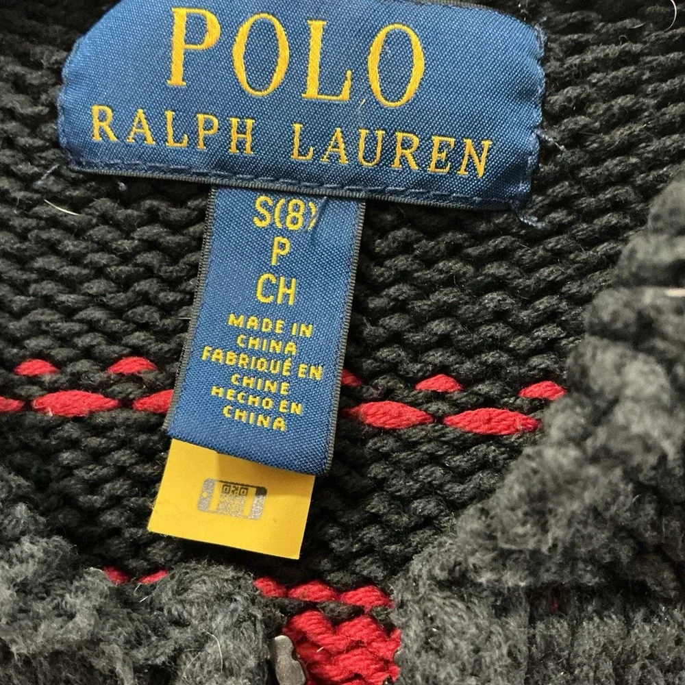 Polo Ralph Lauren Boys 8 Fair Isle Cotton Wool Full Zip Fish Sweater Nordic Ski